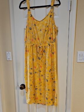 west loop Yellow Floral Midi Dress